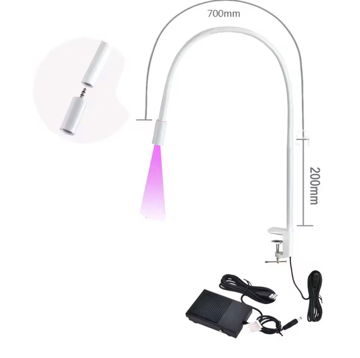 Luce UV viola  per ciglia a LED  405nm 5 w  Spettro viola regolabile Lampada polimerizzante UV ad asciugatura rapida da 1 secondo BLACK